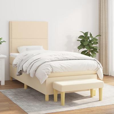 Boxspring met matras stof crèmekleurig 100x200 cm
