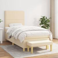 Boxspring met matras stof crèmekleurig 100x200 cm