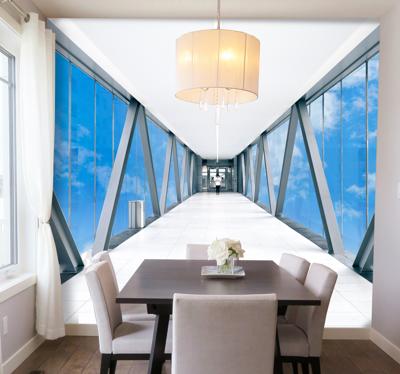 Fotobehang steden brug in de lucht
