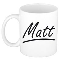 Matt voornaam kado beker / mok sierlijke letters - gepersonaliseerde mok met naam   -