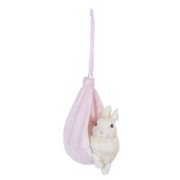 Clayre & Eef Roze Decoratie hanger konijn 5*7*10 cm 6PR1051 - thumbnail