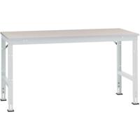 Manuflex AU4124.7035 Werk achtergrond tafel universele standaard met staalbeslag schijf, bxdxh = 2000 x 1000 x 760-870 mm Grijs-wit (RAL 7035)