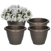 PlasticForte Plantenpot - 4x - antraciet - rond - kunststof - 18 x 13 cm - bloempot
