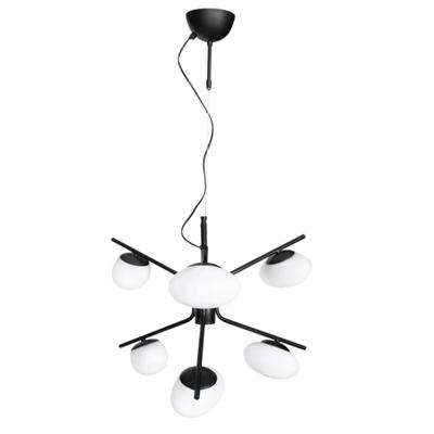 Hanglamp zwart opaal By Rydens &apos;Imperia&apos; G9 fitting opaal glas zwart 600mm