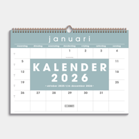 A3 Maandkalender 2026 Grijs Groen
