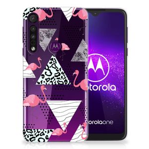 Motorola One Macro TPU Hoesje Flamingo Triangle