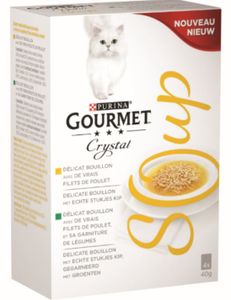 Crystal soup delicate bouillon met echte stukjes kip 4x40g kattenvoer - Gourmet