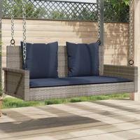 Schommelbank met kussens 119x56x48 cm poly rattan grijs