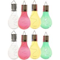 8x Buiten LED wit/groen/geel/rood peertjes solar lampen 14 cm