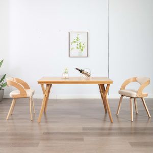 Eetkamerstoelen 2 st gebogen hout en kunstleer crmekleurig