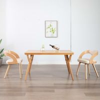 Eetkamerstoelen 2 st gebogen hout en kunstleer crmekleurig