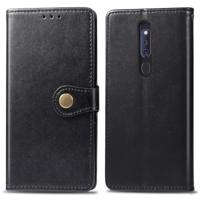 Retro Solid Color Leather Buckle Mobile Phone Protection Leather Case with Lanyard & Photo Frame & Card Slot & Wallet & Bracket Function for OPPO F11