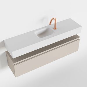 Toiletmeubel Mondiaz Andor | 120 cm | Meubelkleur Linen | Lex vrijhangend wastafel Talc Midden | 1 kraangat