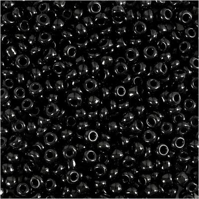 Creativ Company Rocailles, d 3 mm, afm 8/0, gatgrootte 0,6-1,0 mm, zwart, 25 gr/ 1 doos Creativ Company Rocailles, d 3 mm, afm 8/0, gatgrootte 0,6-1,0 mm, zwart, 25 gr/ 1 doos