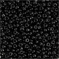 Creativ Company Rocailles, d 3 mm, afm 8/0, gatgrootte 0,6-1,0 mm, zwart, 25 gr/ 1 doos Creativ Company Rocailles, d 3 mm, afm 8/0, gatgrootte 0,6-1,0 mm, zwart, 25 gr/ 1 doos