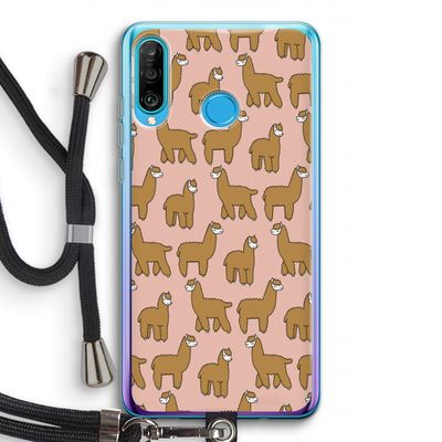 Alpacas: Huawei P30 Lite Transparant Hoesje met koord