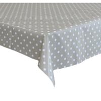 Bellatio Design Tafelzeil - 140 x 220 cm - grijs/wit - pvc - polkadot - tuintafelkleed