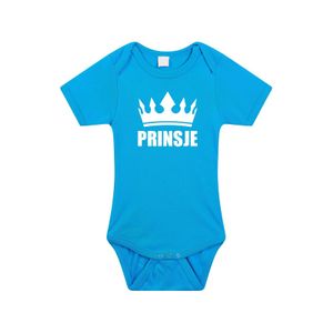 Prinsje met kroon rompertje blauw baby