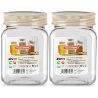 Voorraadpot/bewaarpot - 2x - 400 ml - kunststof - beige - B7 x H11 cm