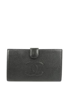 CHANEL Pre-Owned portefeuille long à design pliant (2005) - Noir