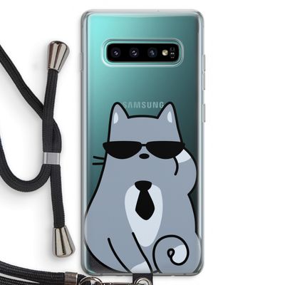 Cool cat: Samsung Galaxy S10 Plus Transparant Hoesje met koord