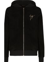 Giuseppe Zanotti hoodie en velours à logo brodé - Noir