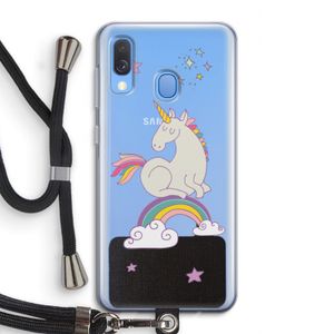 Regenboog eenhoorn: Samsung Galaxy A40 Transparant Hoesje met koord