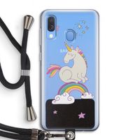 Regenboog eenhoorn: Samsung Galaxy A40 Transparant Hoesje met koord