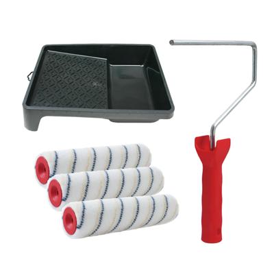 Sorex Verfrollers schilderen set - met beugel en verfbak - 3x anti spatten rollers - breedte 18 cm