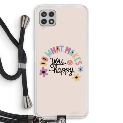 Happy days: Samsung Galaxy A22 4G Transparant Hoesje met koord
