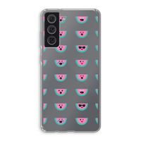 Smiley watermeloenprint: Samsung Galaxy S21 FE Transparant Hoesje