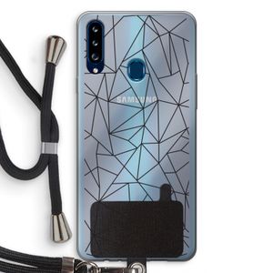 Geometrische lijnen zwart: Samsung Galaxy A20s Transparant Hoesje met koord
