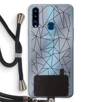 Geometrische lijnen zwart: Samsung Galaxy A20s Transparant Hoesje met koord