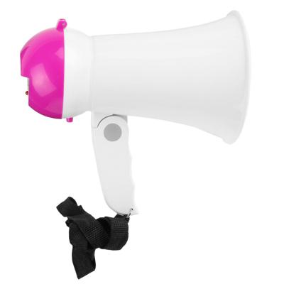 Mister Gadget Megafoon - mini model - kunststof - 16 x 10 cm - wit/roze - aandacht / supporters