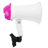 Mister Gadget Megafoon - mini model - kunststof - 16 x 10 cm - wit/roze - aandacht / supporters