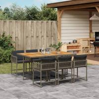 7-delige Tuinset met kussens poly rattan grijs 7-delige Tuinset met kussens poly rattan grijs