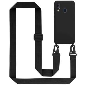 Cadorabo Mobiele telefoon ketting geschikt voor Samsung Galaxy A40 Hoesje in LIQUID ZWART - Silicone beschermhoes