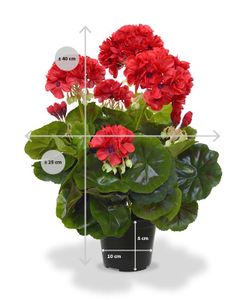 Geranium kunstplant in pot 40cm - rood
