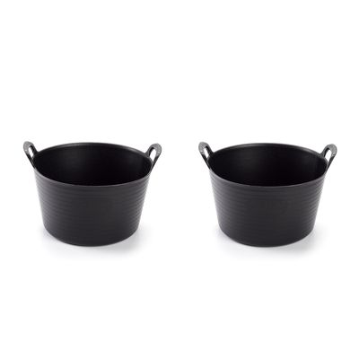 2x Flexibele emmers/wasmanden zwart 56 liter