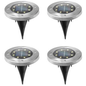 Set van 12x stuks solar tuinlampen/grondspots op zonne-energie 12 cm