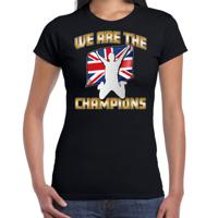 Verkleed T-shirt voor dames - Engeland - zwart - voetbal supporter - themafeest