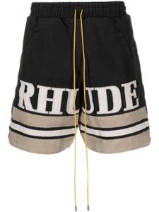 RHUDE short en coton à logo brodé - Noir