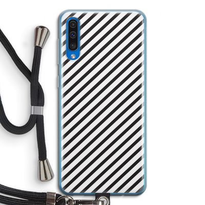 Strepen zwart-wit: Samsung Galaxy A50 Transparant Hoesje met koord