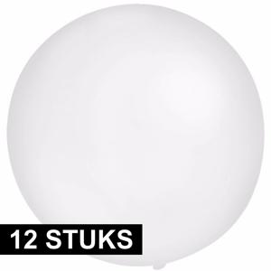 Grote ballonnen 60 cm - 12x - wit - Feestartikelen/versiering - verjaardag