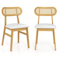 Eetkamerstoelen van Hout in een set van 2 Houten Stoelen voor Binnen met een Gestoffeerde Zitting Wit Eetkamerstoelen van Hout in een set van 2 Houten Stoelen voor Binnen met een Gestoffeerde Zitting Wit