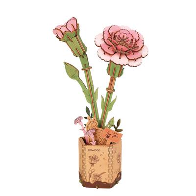 Robotime Rowood 3D houten roze anjer