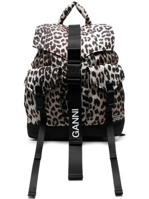 GANNI sac à dos à imprimé léopard - Marron