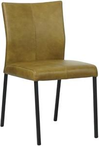 Olijfgroene leren moderne eetkamerstoel Basic - poot vierkant zwart - Granada leer Olive (olijfgroen leer)