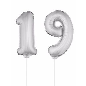 Zilveren 19 jaar opblaasbaar ballon 41 cm