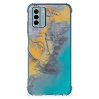 Nokia G22 Anti-Shock Hoesje Marble Blue Gold